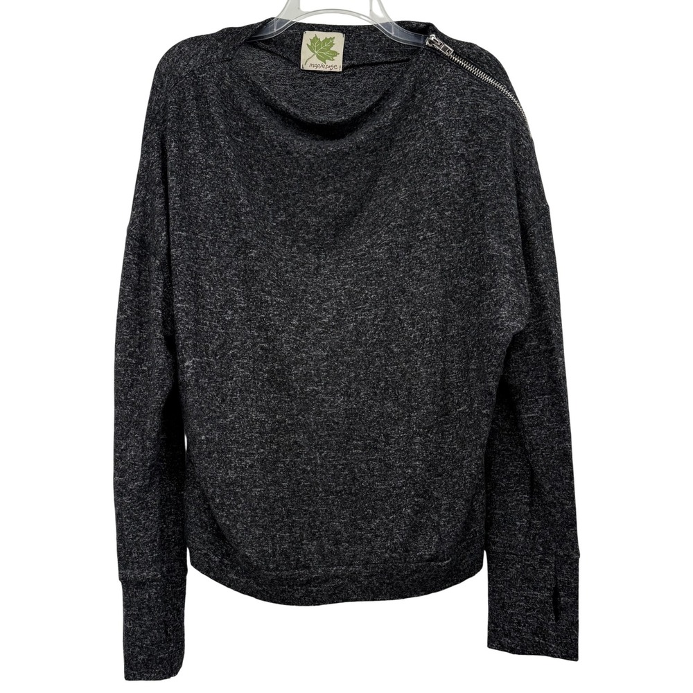 Women's Sz L Cowlneck Long Sleeve Zipper on Shoulder Sweater Warm Whimsigoth Y2k